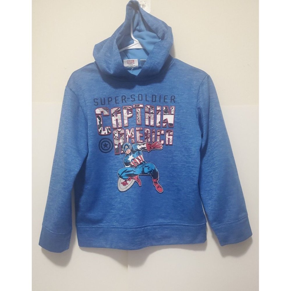 Marvel Captain America Super Soldier Hoodie Blue Youth Large